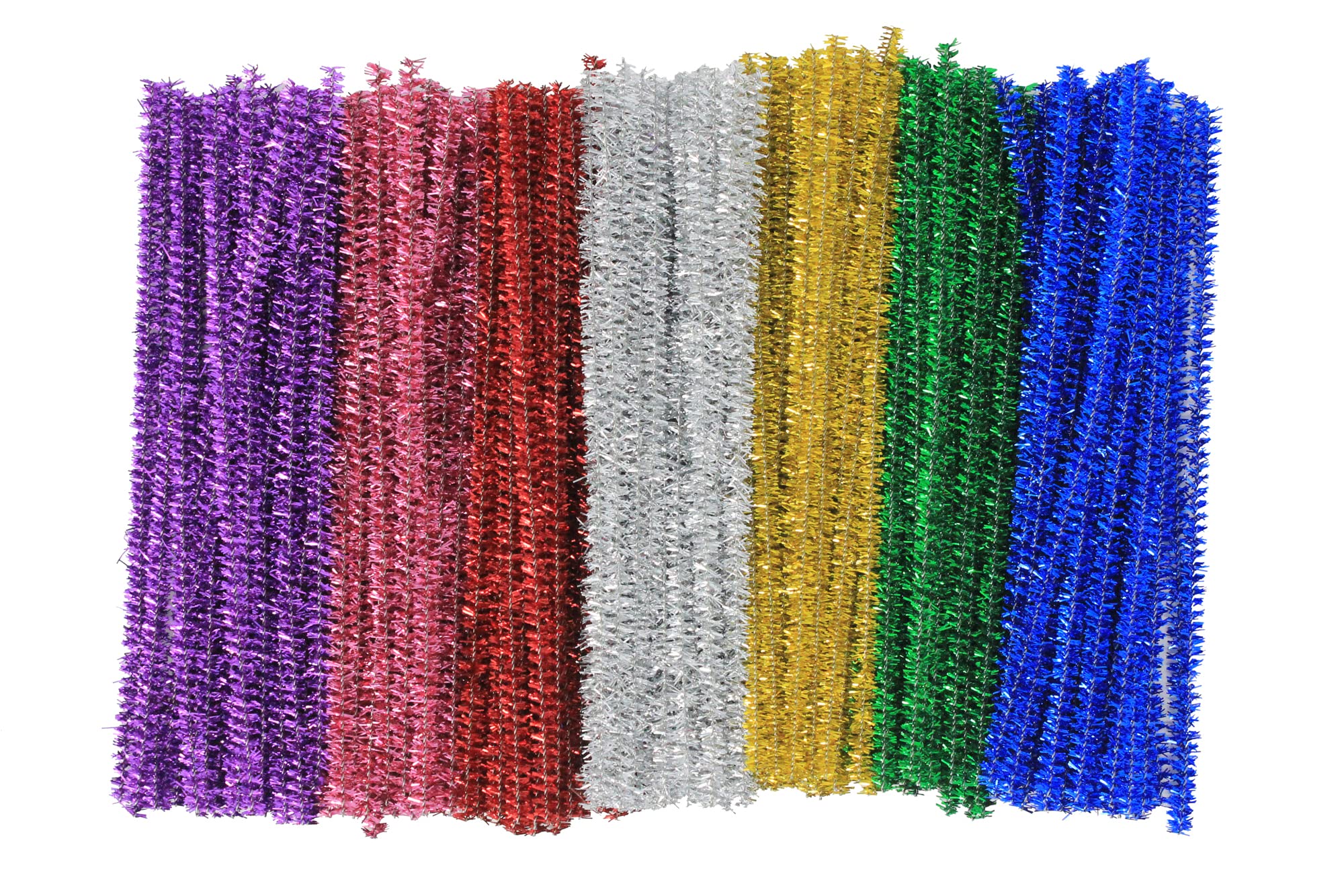 Bright Ideas Pipe Cleaners - Glitter Tinsel Stems PK250 Assorted 15cm x 6mm, Multi Colour Pipe Cleaners for Arts & Craft, Green, Blue, Red, Gold, Silver, Cerise and Violet. BI8102.