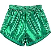 Auranso Girls Metallic Shorts Sparkly Hot Pants Shiny Dance Outfits Short Pants