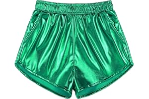 Auranso Girls Metallic Shorts Sparkly Hot Pants Shiny Dance Outfits Short Pants