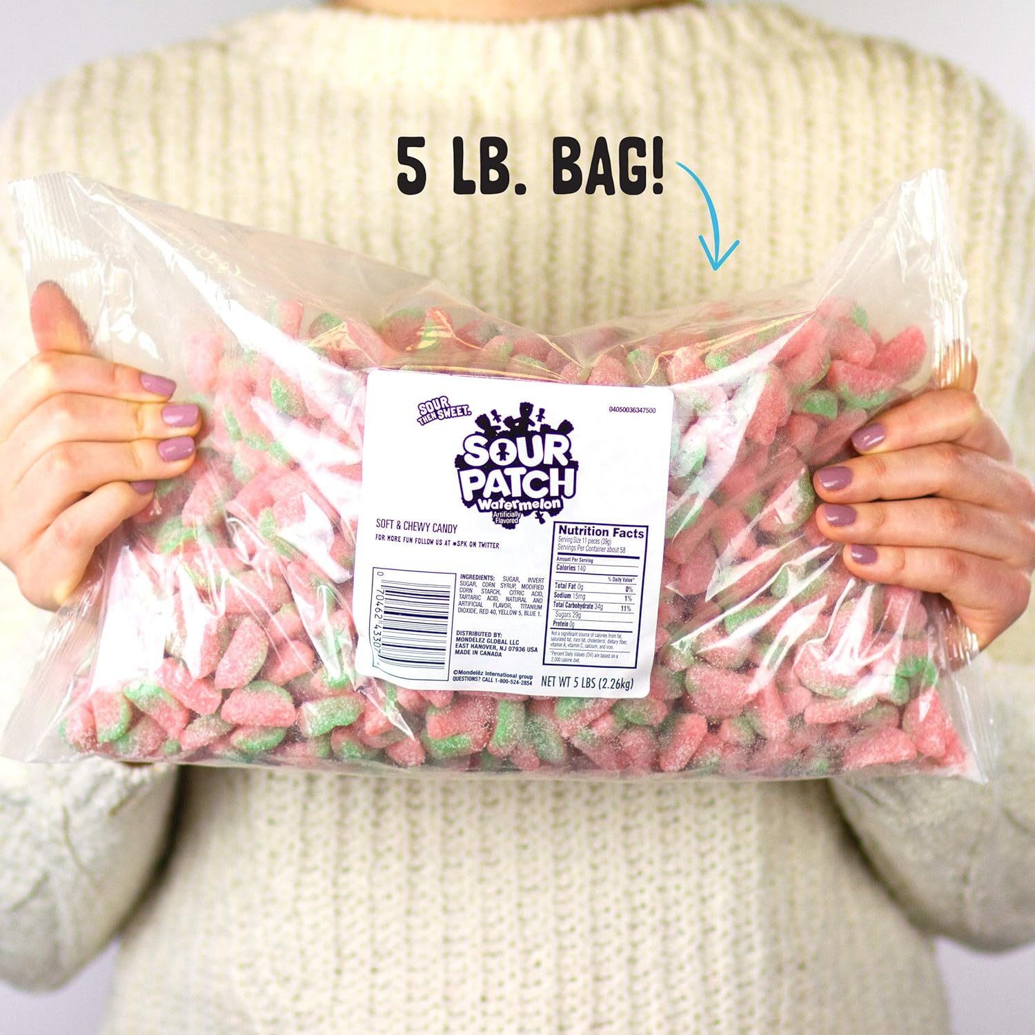 Sour Patch Kids Soft & Chewy Candy, 5 lb Bag, Red 5 Pound, Watermelon, 80 Oz : Grocery & Gourmet Food