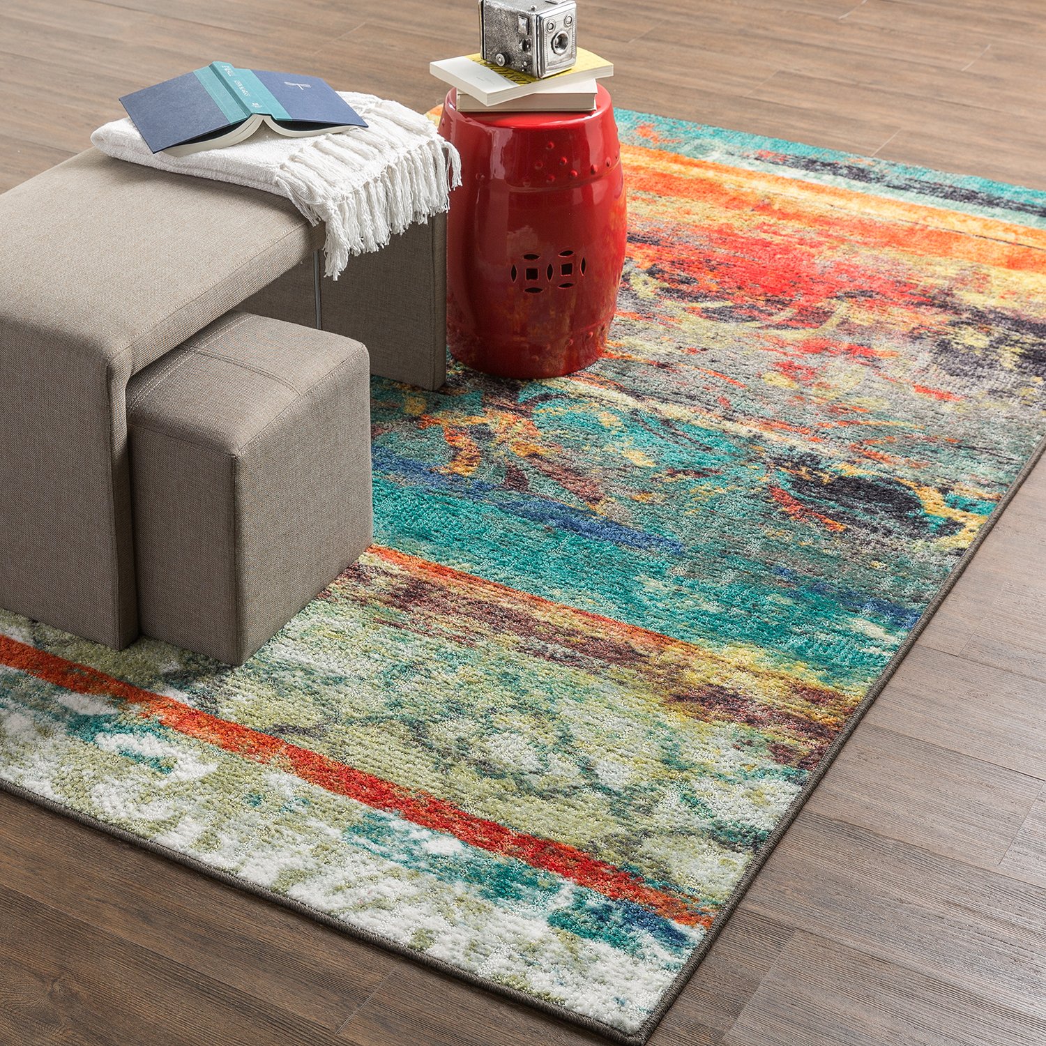 Amazon Mohawk Home Strata Eroded Distressed Abstract Printed