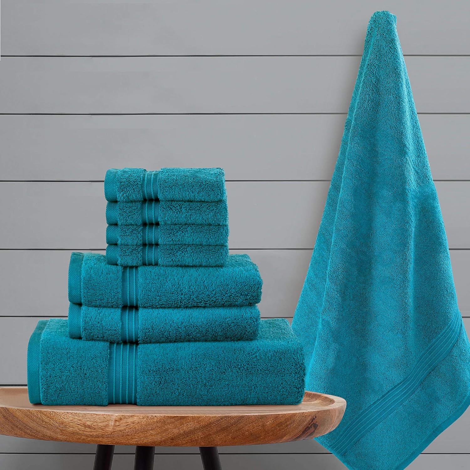Bliss Casa 8 Piece Bath Towels Set Premium Quality Highly Absorbent Combed Cotton Luxury Towels Includes 2 Bath Towels, 2 Hand Towels and 4 Washcloths (Navy): Home & Kitchen