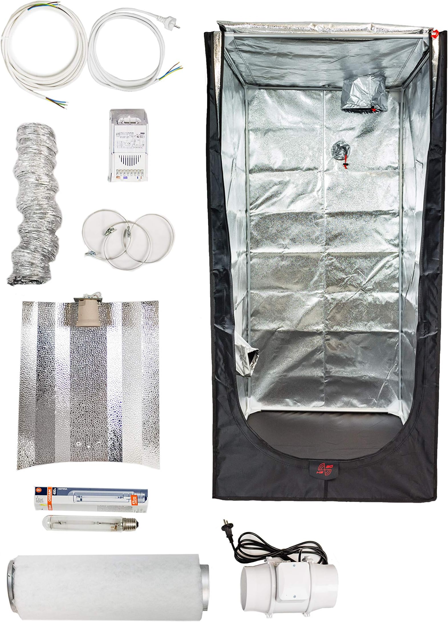 Weedness Growbox Complete Set 1000 Watt Basic Anbau - Grow-Box 150x150x200 Homebox Grow-Set Growing Tent Growschrank Grow Tent