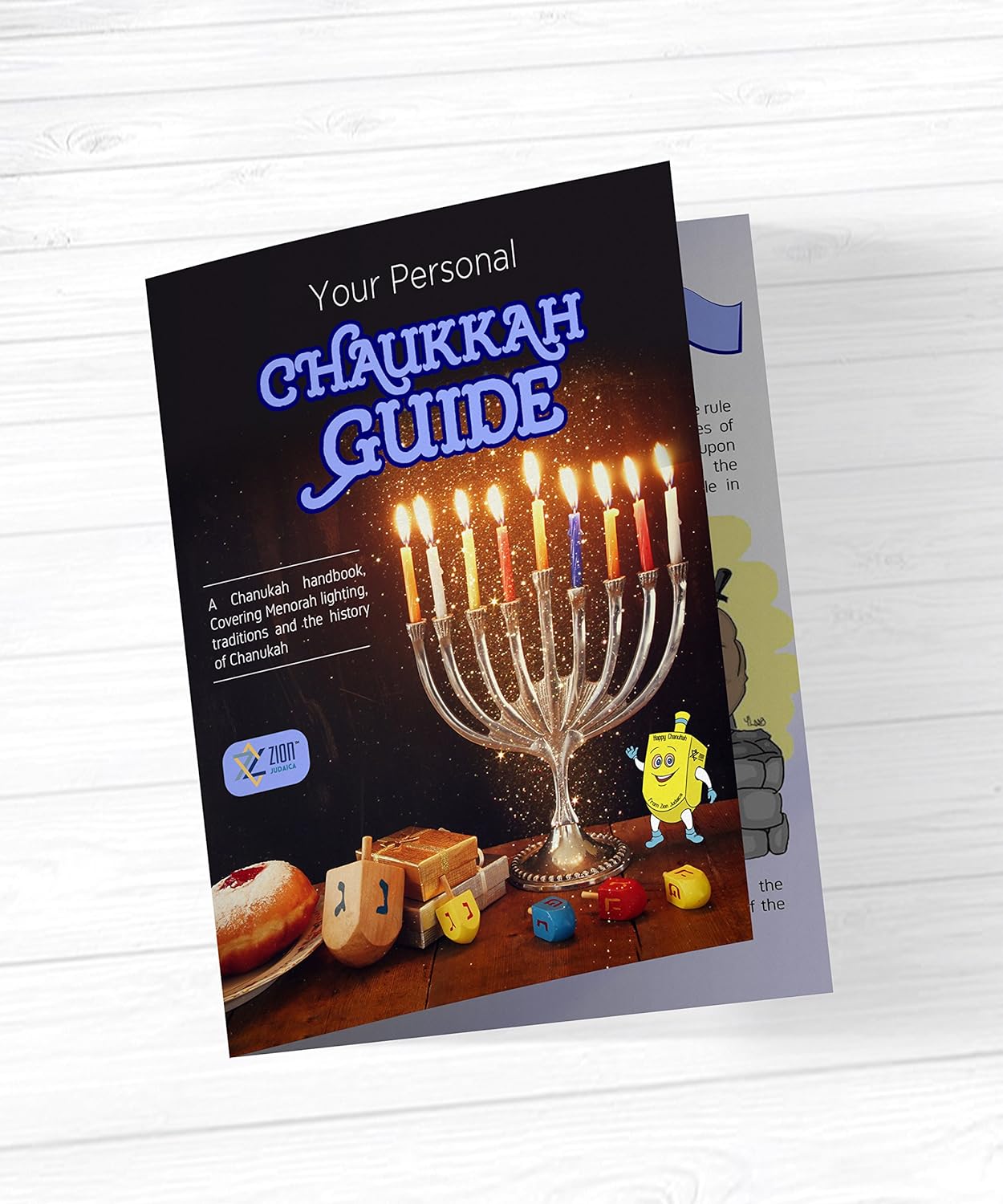 Zion Judaica Hanukkah Value Kit - Full Size Solid Menorah 44 Colored Candles Complete Hanukkah Guide Booklet 6 Colored Dreidels Sack of Milk Belgian Hanukkah Coins Gelt - All Essentials in 1 Box: Home & Kitchen