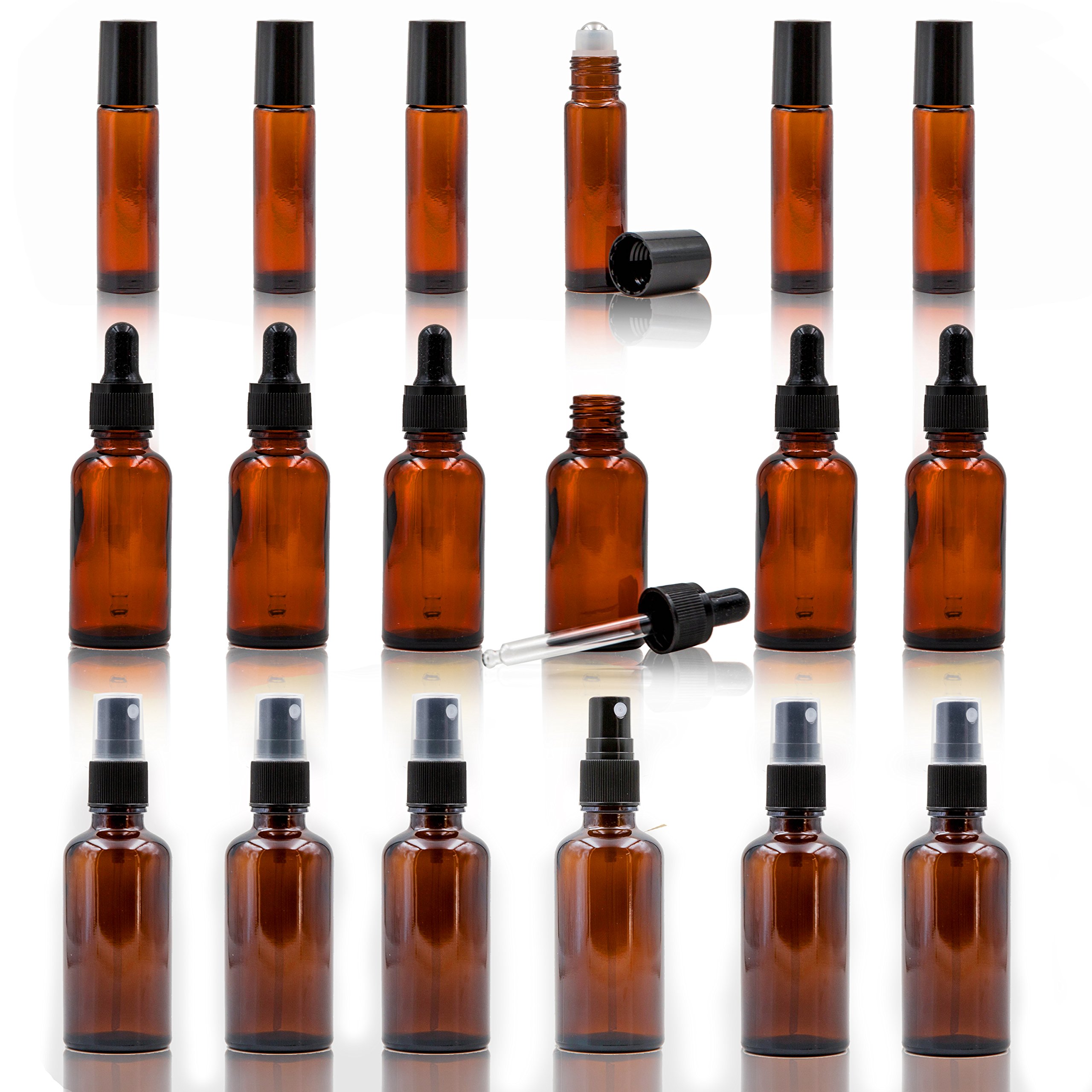 18 Amber Glass Essential Oil Bottles Pack 6 amber glass eye dropper