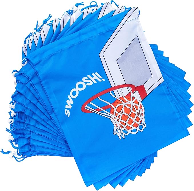 Basketball Party Favor Drawstring Gift Bags (12 x 10 in, 12