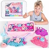 Kipipol Unicorn Sensory Bin for Toddlers 3-4, 5-7 Magic Sand Art Kit w Sandbox, 2.4 LB of Sensory Sand, 10 Sand Toys, 4 Unicorn Toys for Girls Age 4-6, 6-8 Christmas & Birthday Gifts for Girls