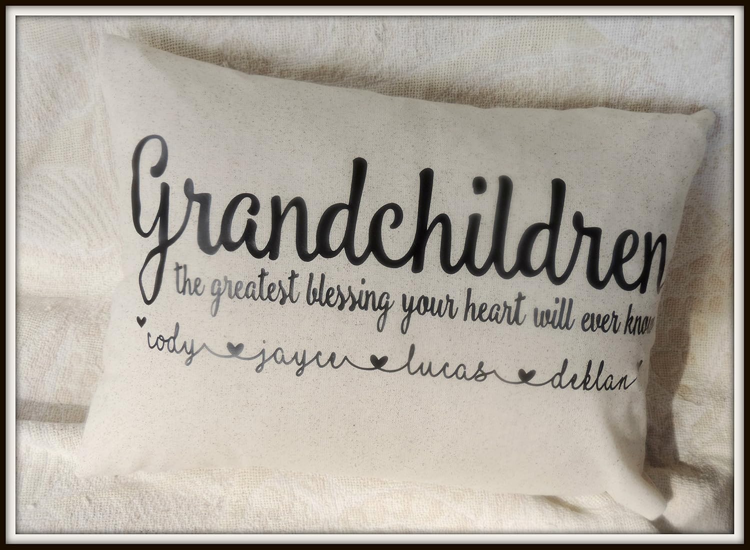 grandchildren pillow, pillow with grandchildren names Handmade