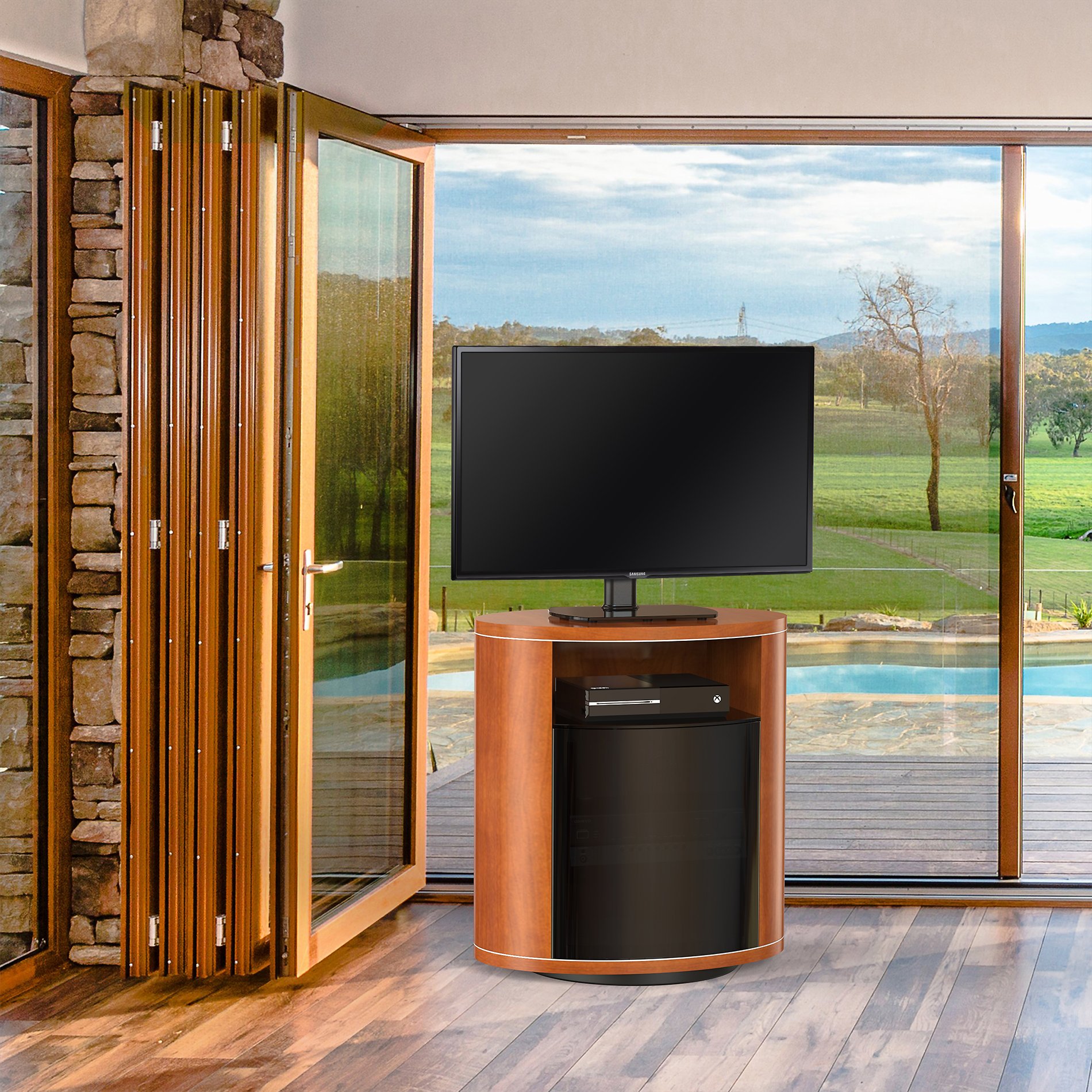 FITUEYES TT104001GB Universal TV Stand/Base Swivel Tabletop TV Stand with mount for up to 32 inch Flat screen Tvs/xbox One/tv Component/Vizio TV.