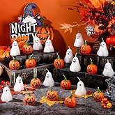 Mtlee 24 Pcs Halloween Ghost Candles Mini Pumpkin Candles Cute Spooky Gifts | Halloween Scented Candle with 12 Expressions, f