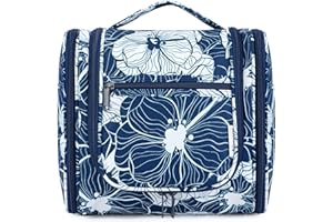 Narwey Hanging Toiletry Bag Women Travel Toiletries Bag Cosmetic Makeup Bags for Women (Large, Blue Lotus)