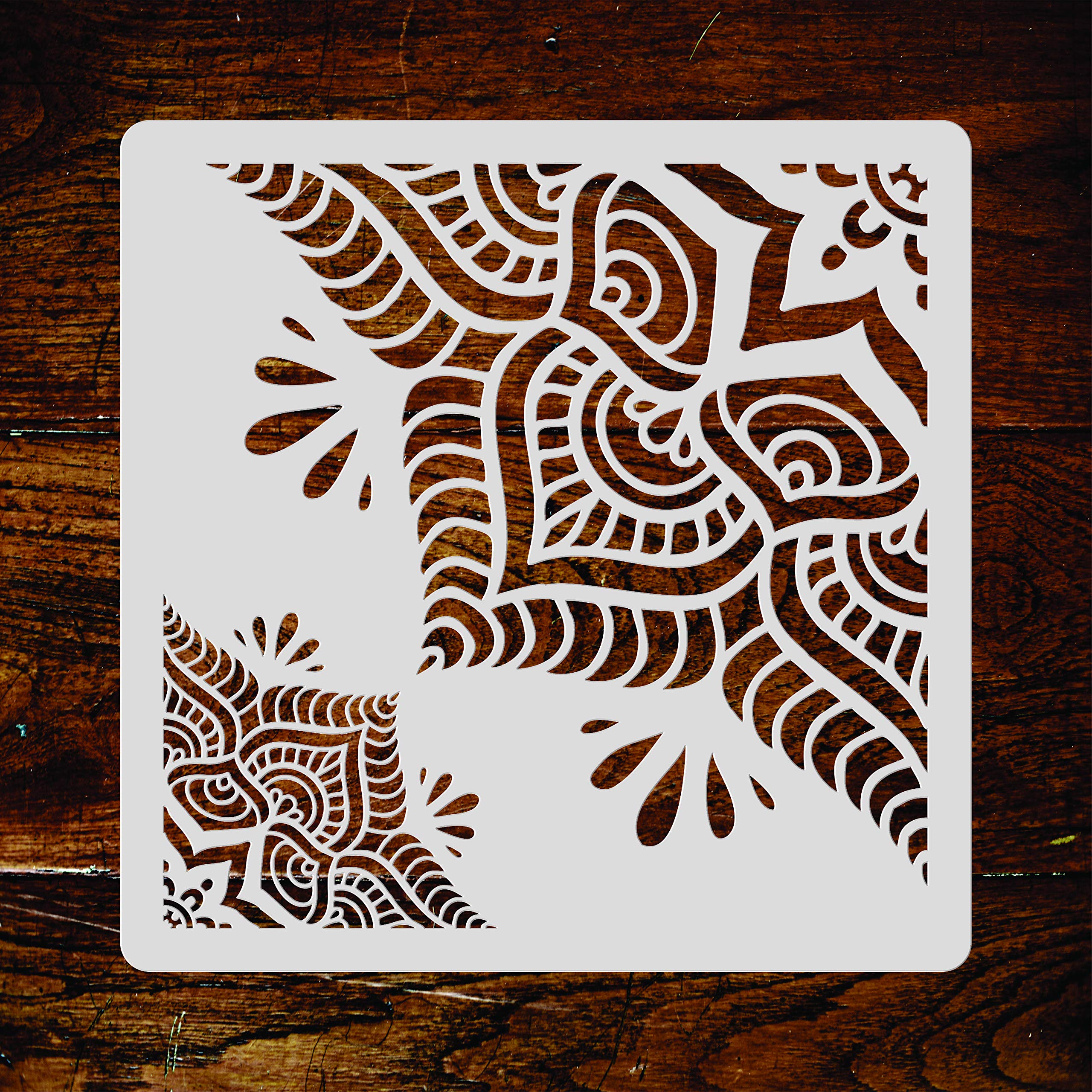 28" Damask Mandala Stencil - 35.5 x 35.5 cm (L) - Large Reusable Allover Tile Mandala Wall Stencil Template