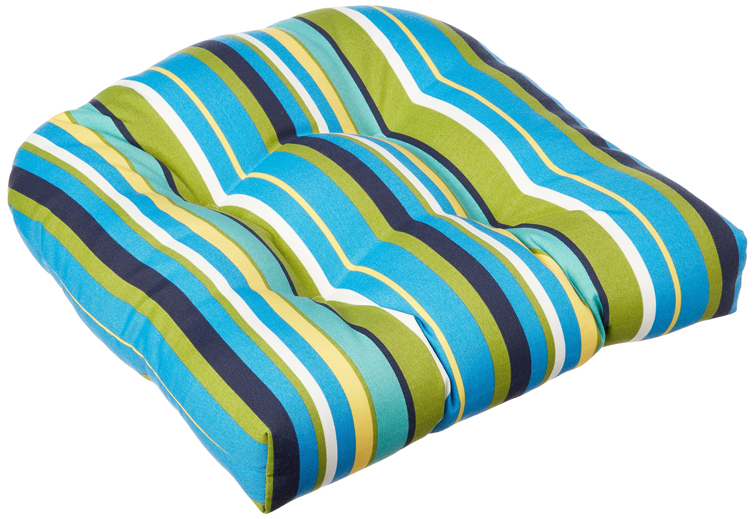 Photo 1 of ***Only one ***
Pillow Perfect Stripe Indoor/Outdoor Chair Seat Cushion, Tufted, Weather, and Fade Resistant, 19" x 19", Blue/Green Topanga, 