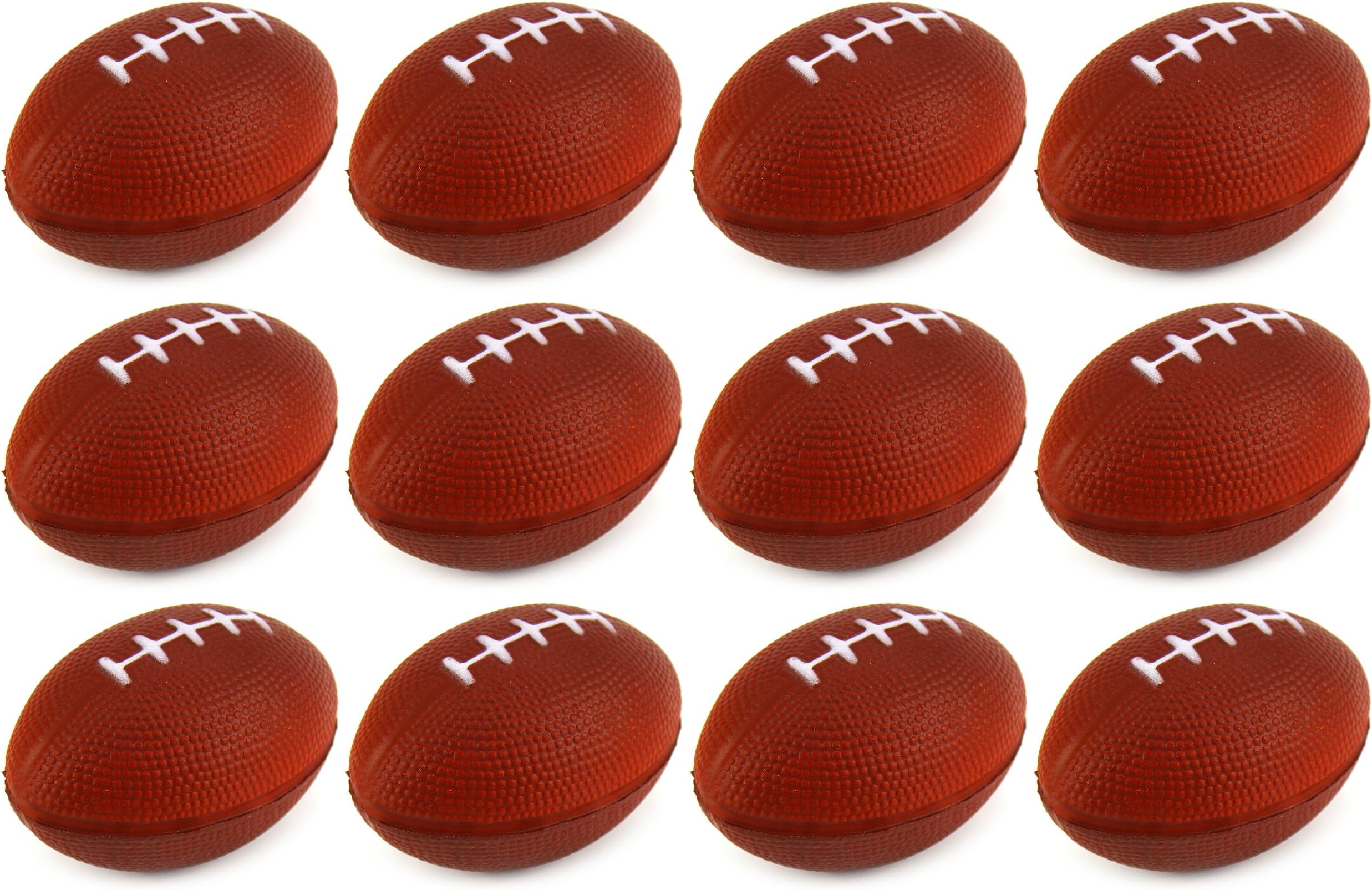Set of 12 3.5" Squeeze Foam Classic Toy American Foot Balls, Perfect for Stress Relieving, Add On for Sports Playset