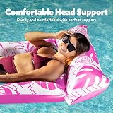 Sloosh Inflatable Pool Lounger 2 Pack XL Headrest Vents Blue Pink view 2