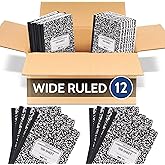 12 Pack - EPI Marble Hardcover Wide Ruled Composition Notebook | 200 Pages (100 Sheets), 9.75 x 7.5 in, Sturdy Sewn Binding | School, Office, Journaling, Notes