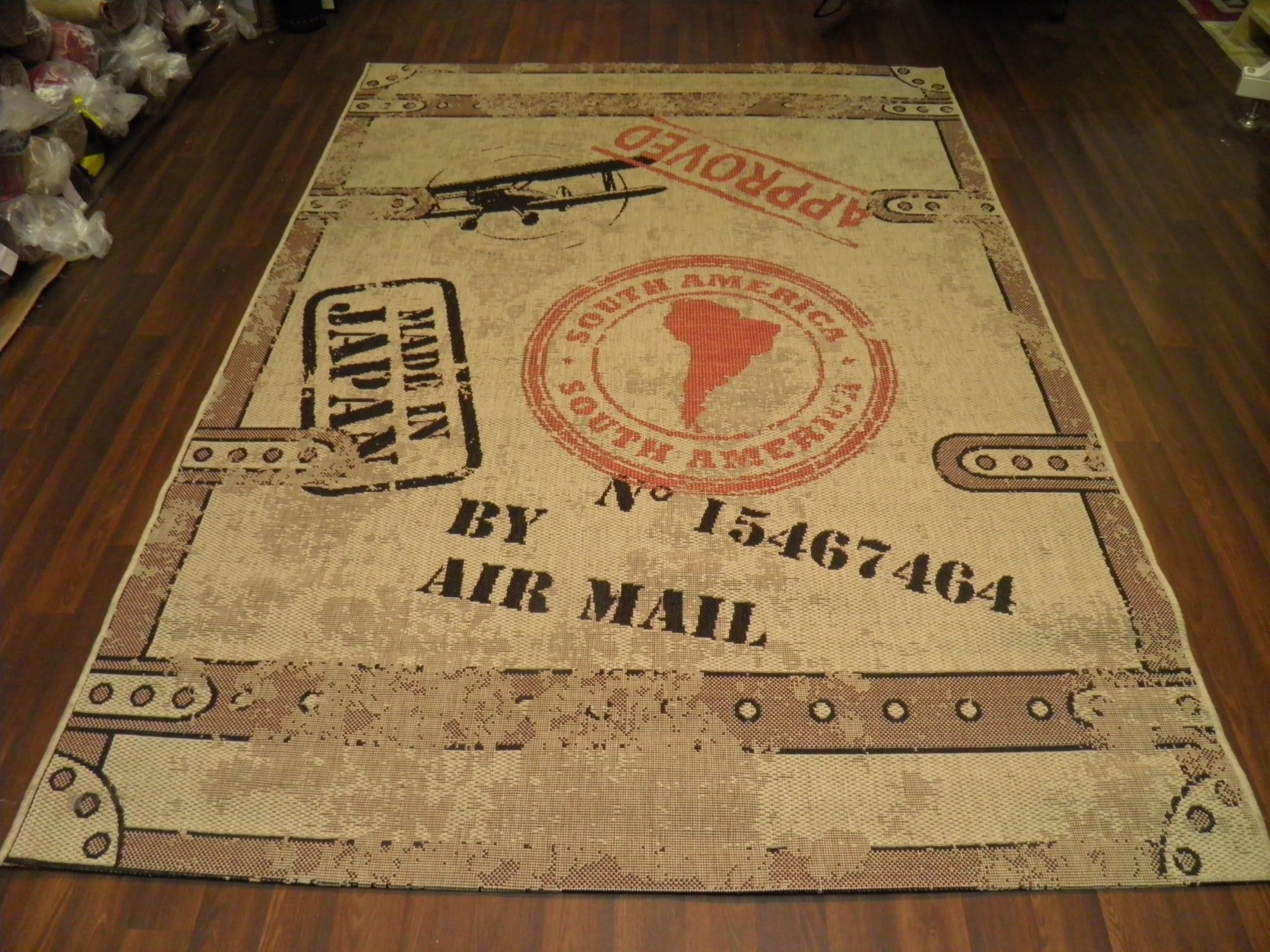 Cargo Airmail Flatweave Novalty Retro Rugs Hard Wearing 160x220 Approx 8x5 Top Quality Rugs
