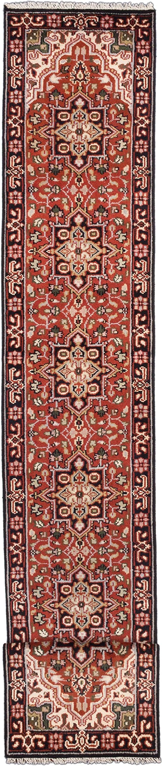 Ecarpetgallery Hand-Knotted Royal Heriz Geometric 2' x 16' Brown 100% Wool Runner