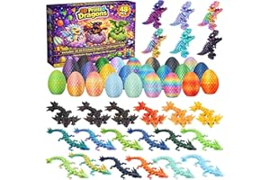 TAHAVICE 24 Pcs 3D Printed Dragon Eggs with Dragon Inside, Easter Basket Stuffers with Prefilled Eggs, Unique Candy- Free Eas