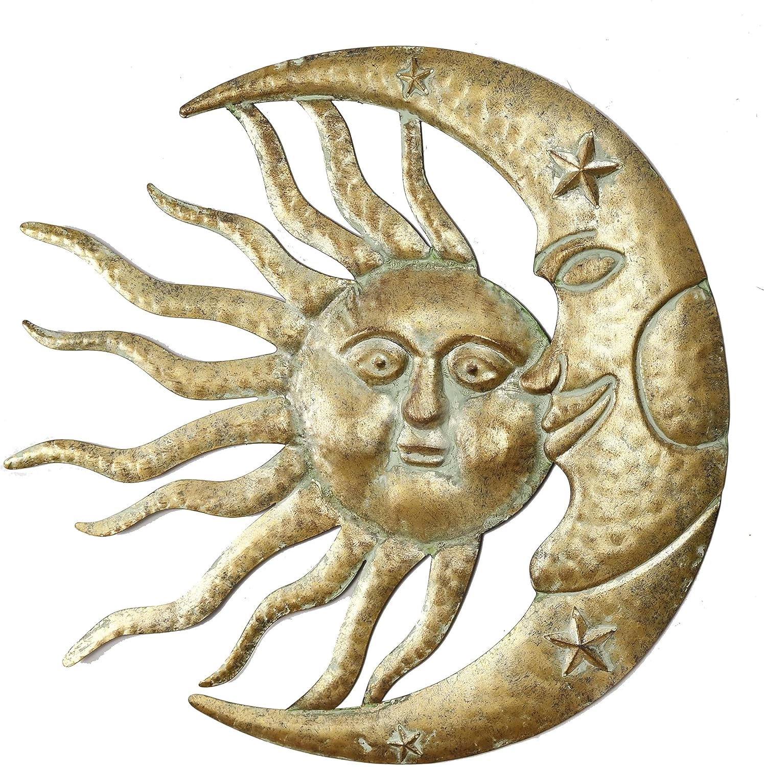 Plaques & Wall Art - Remenna Metal Wall Decor Sun & Moon Wall Art Decor 21.5inch Hanging for Indoor Outdoor Home Bedroom Living Room Office Garden Yard Patio Rustic Golden Finish