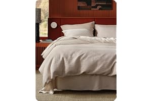 Bedsure Cotton Duvet Cover King - 100% Cotton Waffle Weave Linen Color Duvet Cover, GentleSoft™ and Breathable King Bedding Set for All Season, 3 Pieces, 104"x90"