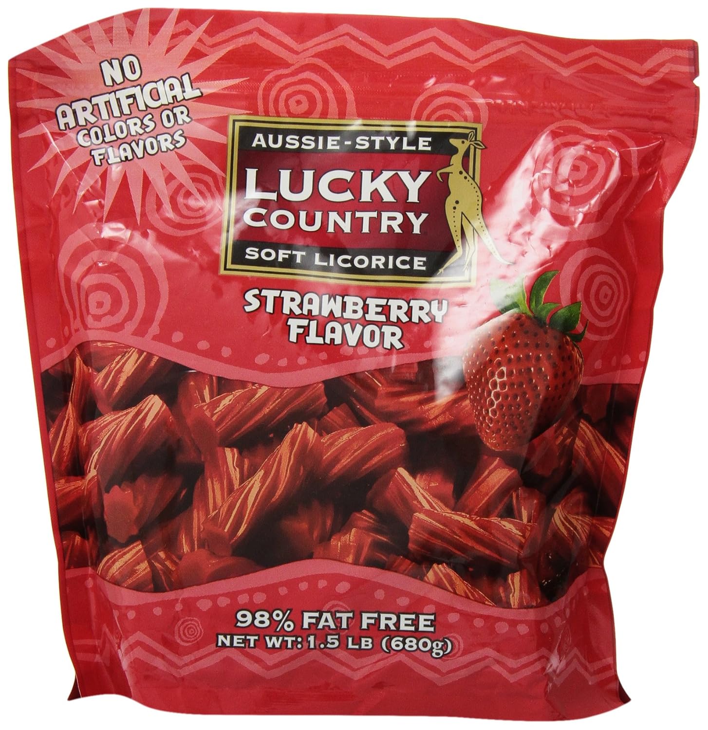 Lucky Country Aussie Style Soft Licorice, Strawberry, 1.5