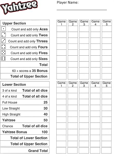 roomed yard yahtzee regels printable