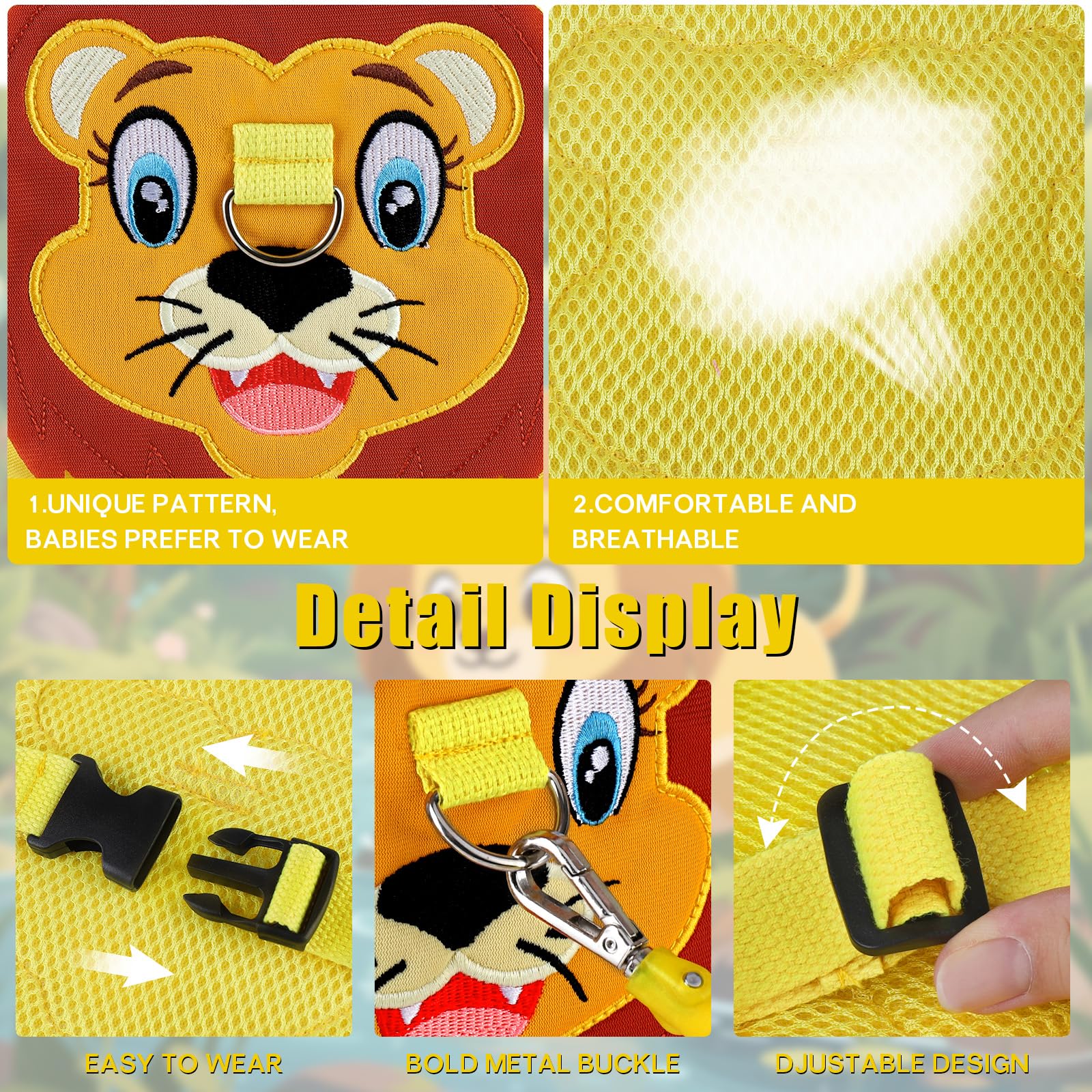 Toddlers Leash + Anti Lost Wrist Link Child Kids Safety Harness Kids Walking Wristband Assistant Strap Belt for Boys Pink Christmas Gift (Yellow)