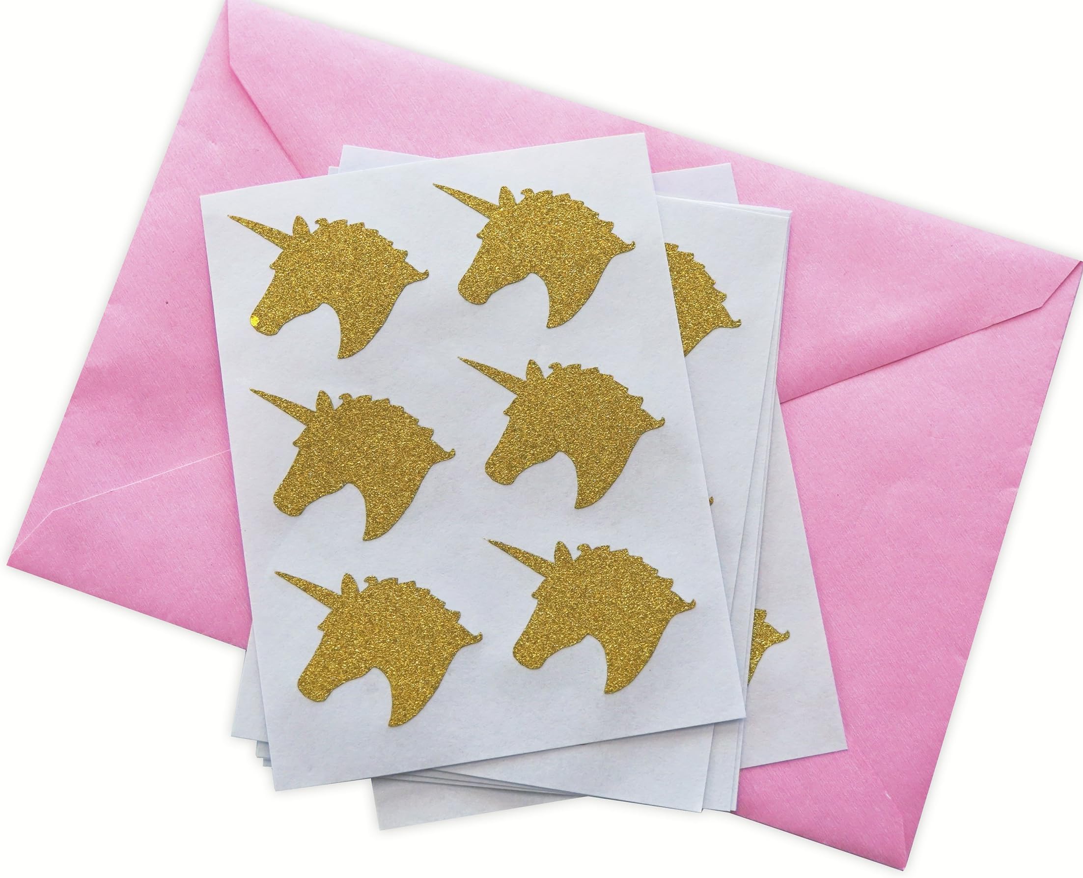48 Glitter Gold Unicorn Stickers