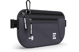 ZERO GRID Money Belt for Secure Travel - RFID Blocking Slim Passport Holder - Hidden Waist Pouch for Cash, Credit Cards, Documents - Concealable Under Clothes, Water-Resistant Slim Fanny Pack for Men and Women