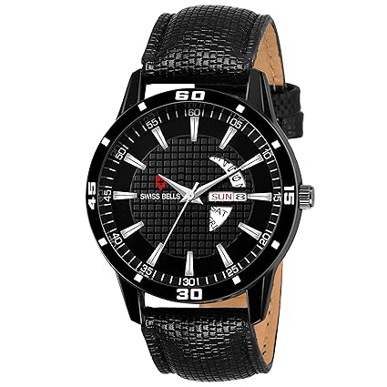 Svviss Bellstm Chronograph Black Dial Black Genuine Leather Strap Day And Date Mens Wrist Watch - Ta-964