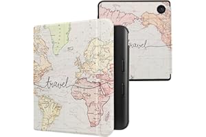 kwmobile Case Compatible with Kobo Libra Colour Case - eReader Cover - Travel Black/Multicolor