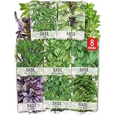 Seed Needs Basil Seeds Variety Pack of 8 Herbs for an Indoor Outdoor Garden