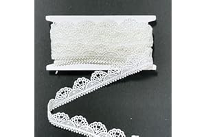 ELLA MAMA lace Trim. 10 Yards lace Ribbon for Garment Sewing, DIY Craft, Home Decor, DIY Arts and Craft. (P-E White)