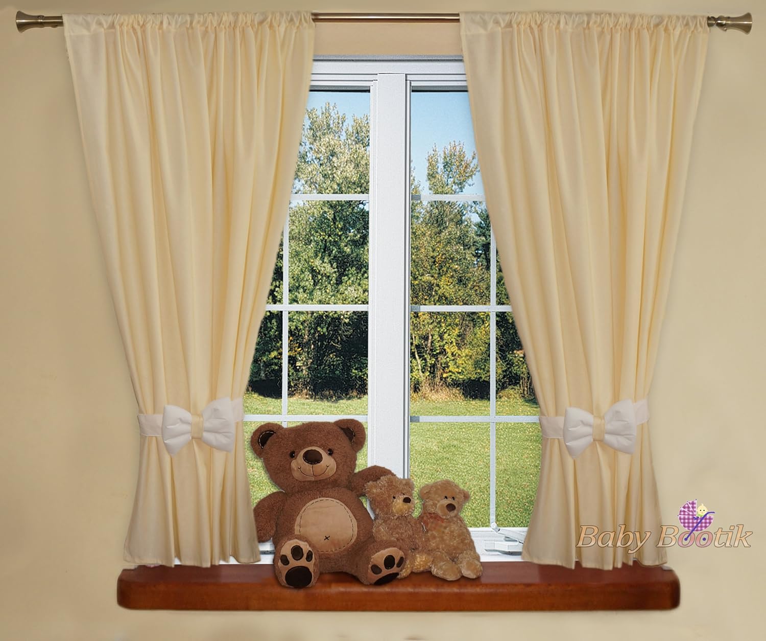 Nursery Curtains For Baby Room With Decorative Bows 62x62 Inch
