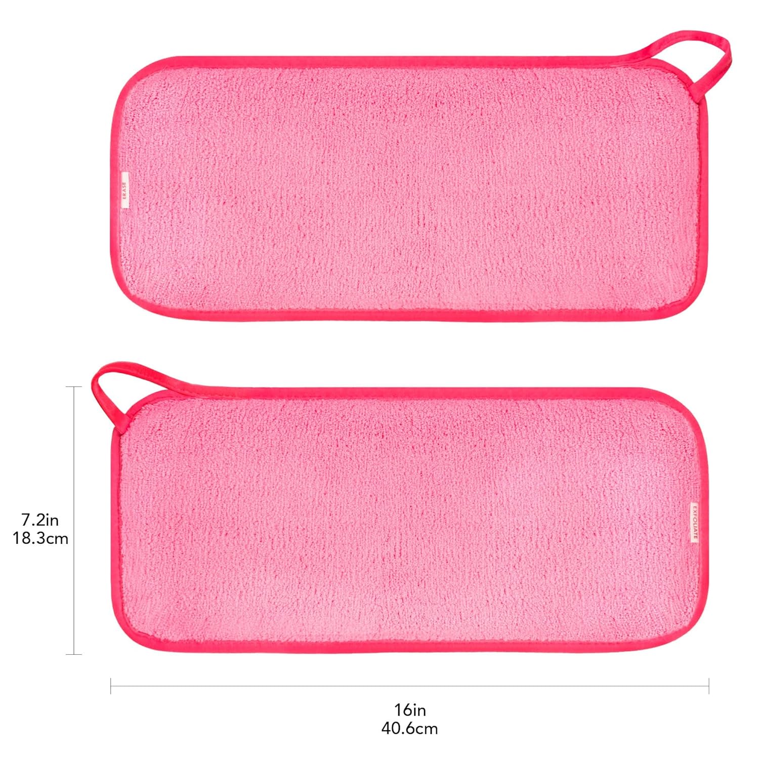 Miracle Face Erase 2 Pack Makeup Remover Face Cloths, Chemical-free, Microfiber, 6 Hair Ties (2 Count, Pink) : Beauty