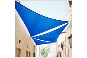 ColourTree 16' x 16' x 16' Blue Sun Shade Sail Triangle Canopy – UV Resistant Heavy Duty Commercial Grade Outdoor Patio Carport (We Make Custom Size)