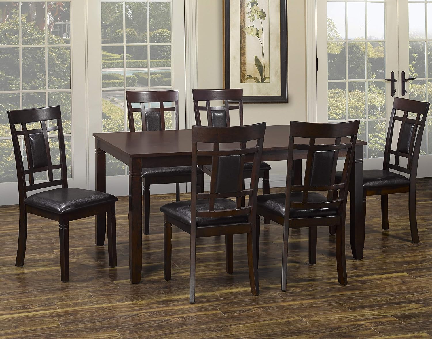 Viola 7PCS Solid Wood Dining Table Set Table 6 Chairs Amazonca Home Kitchen