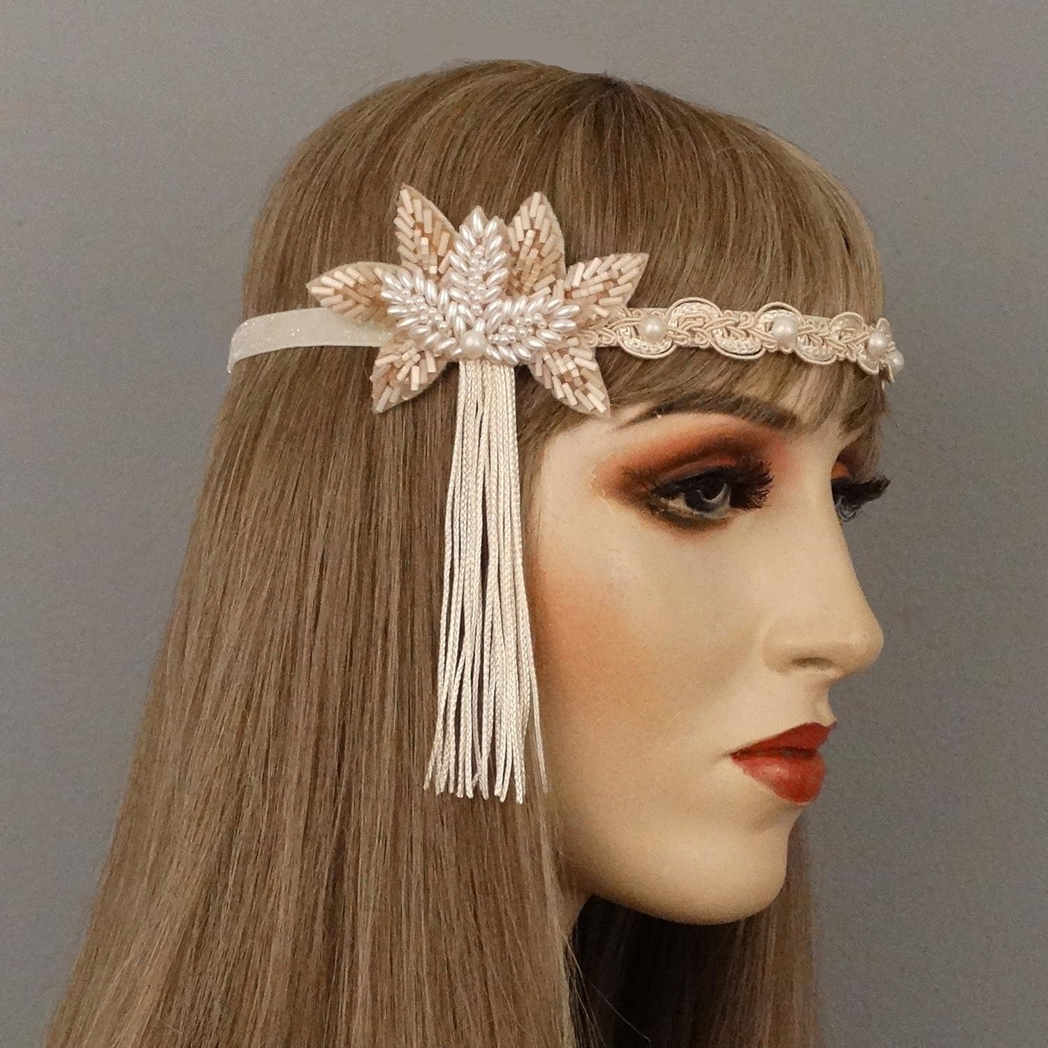 Amazon Com Misty Art Deco Ivory Headband Handmade