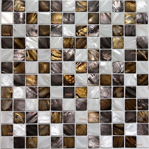 Perlmutt Fliesen Mix Gold Weiss Braun Fliesen Fur Bad Ruckseite Spritzer Wande Kuche Amazon De Baumarkt