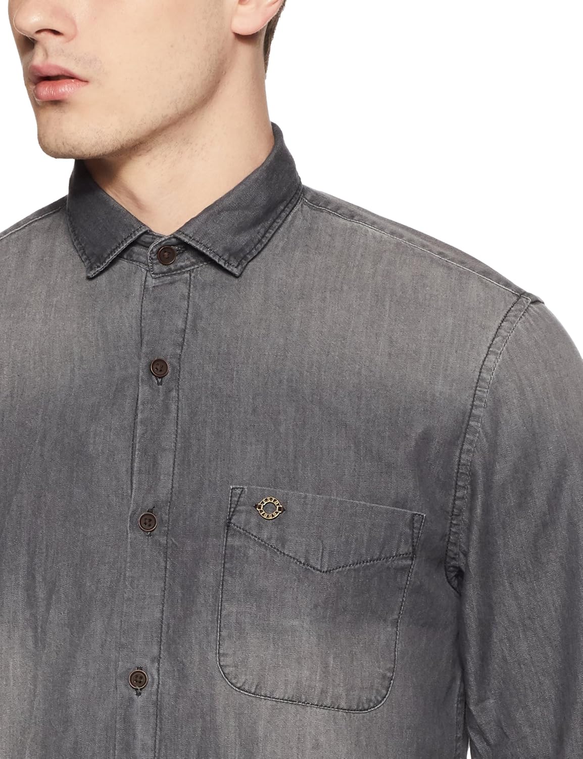 peter england men's plain slim fit casual shirt