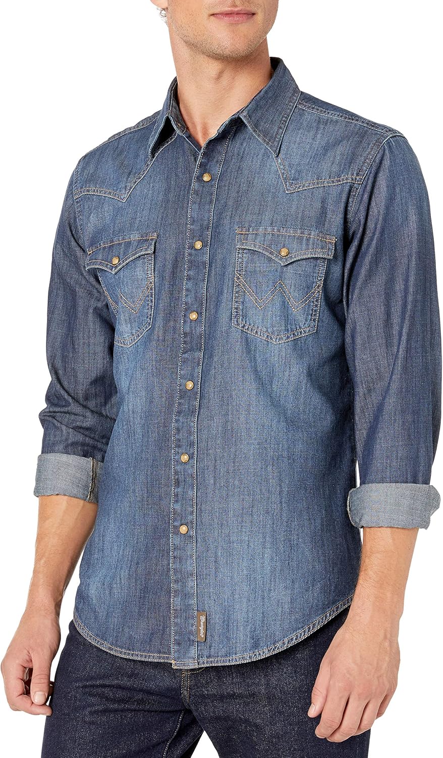Wrangler Men's Retro Two Pocket Long Sleeve Snap Shirt: Clothing