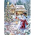 Springbok - Cottage in The Snow - 1000 Piece Jigsaw Puzzle- Holiday Winter Scene with Snowman and Cardinals
