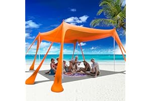 VIONMI Beach Canopy Beach Tent Pop Up Shade 10x10ft Sun Shelter UPF50+ with 8 Sandbags-2 Sand Shovel-4 Aluminum Poles-Ground Pegs-Portable Carrying Bag for Outdoor Family Camping Fishing Yard Picnic