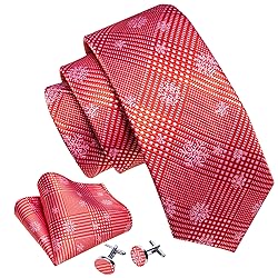 Barry.Wang Mens Christmas Tie Set Red White