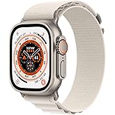Apple Watch Ultra [GPS + Cellular 49mm] Titanium Case with Starlight Alpine Loop, Large (Renewed)