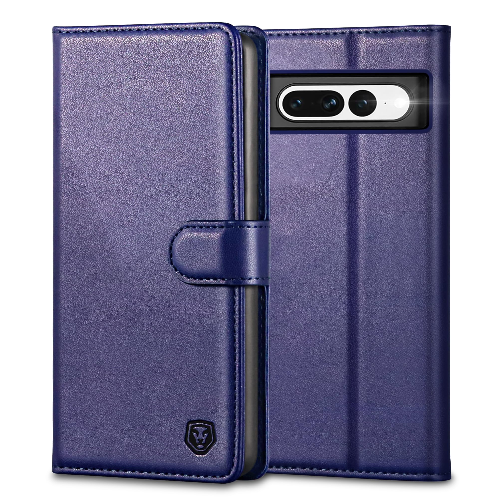 Kuafcase for Google Pixel 7 Pro, 4 Card Slots Magnetic Closure Kickstand Shockproof Protective Phone Case for Google Pixel 7 Pro - Blue — image 1