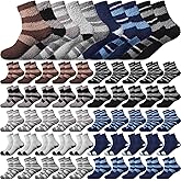 Geyoga 50 Pairs Men's Fuzzy Socks Bulk Slipper Fluffy Winter Warm Sleeping Non Slip Hospital Yoga Plush Socks for Men