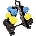 Fitvids Neoprene Dumbbell Hand Weights, Anti-Slip, Anti-roll, Hex Shape Colorful, Pair or Set with Stand