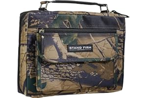 Christian Art Gifts Stand Firm Oak Moss Camo Poly-Canvas Organizer Bible Cover - 1 Corinthians 16:13, Large